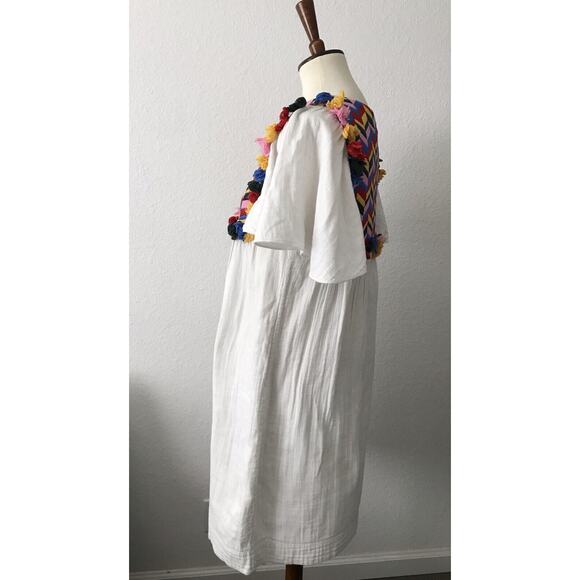 Anthropologie Whit Two Bette Flutter Sleeve Tasseled Mini Dress FLAW - Picture 7 of 12